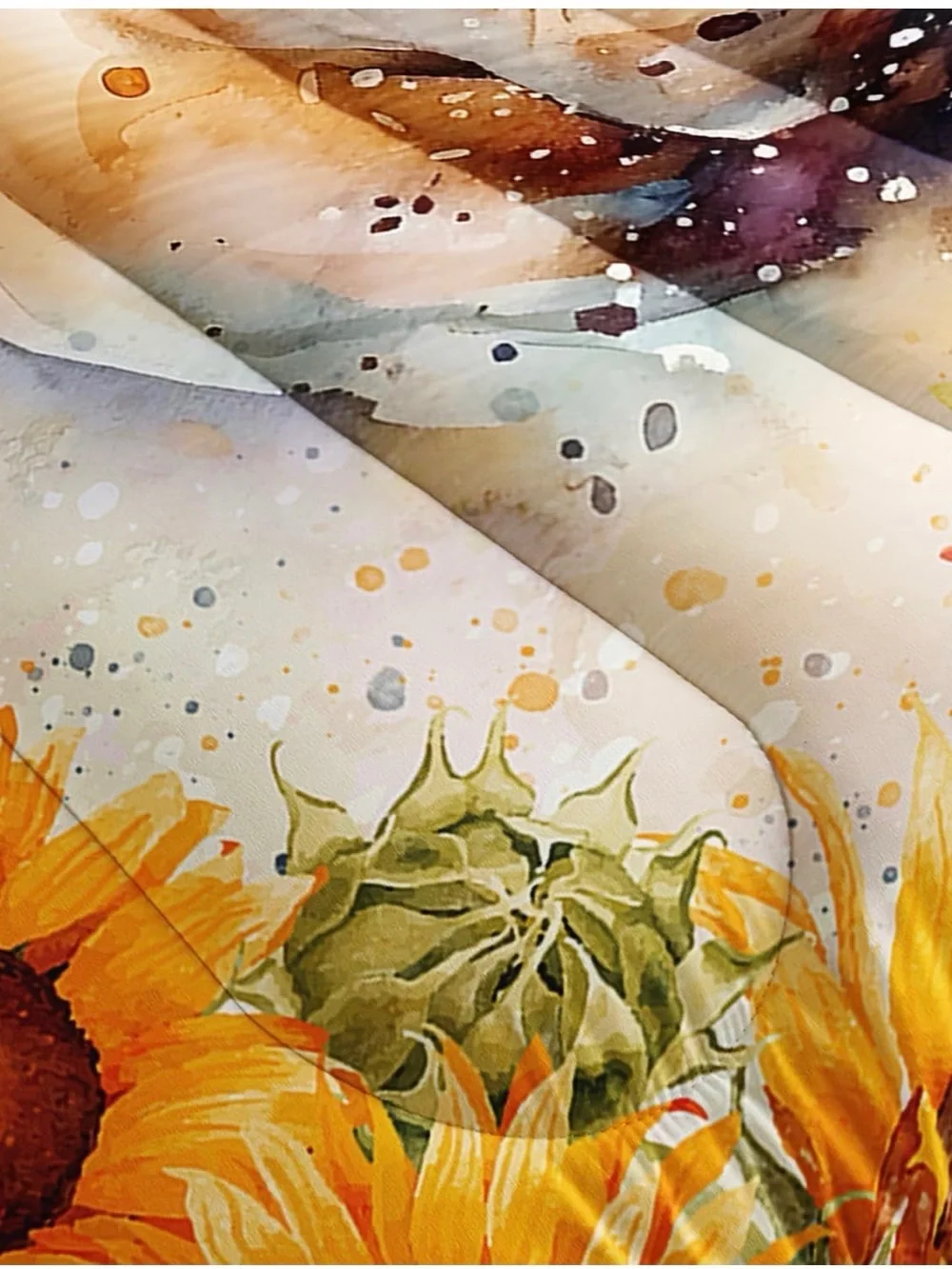 Sunflower Horse Printed Comforter Set - Beige and Yellow